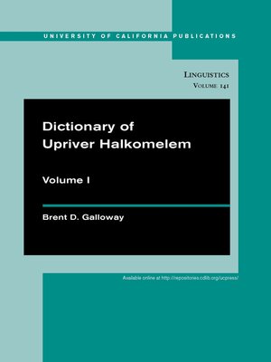 cover image of Dictionary of Upriver Halkomelem